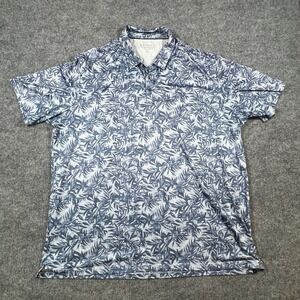 Maelreg Performance Polo Shirt Mens 3XL Gray Stretch Leaf Print Side Slit Golf